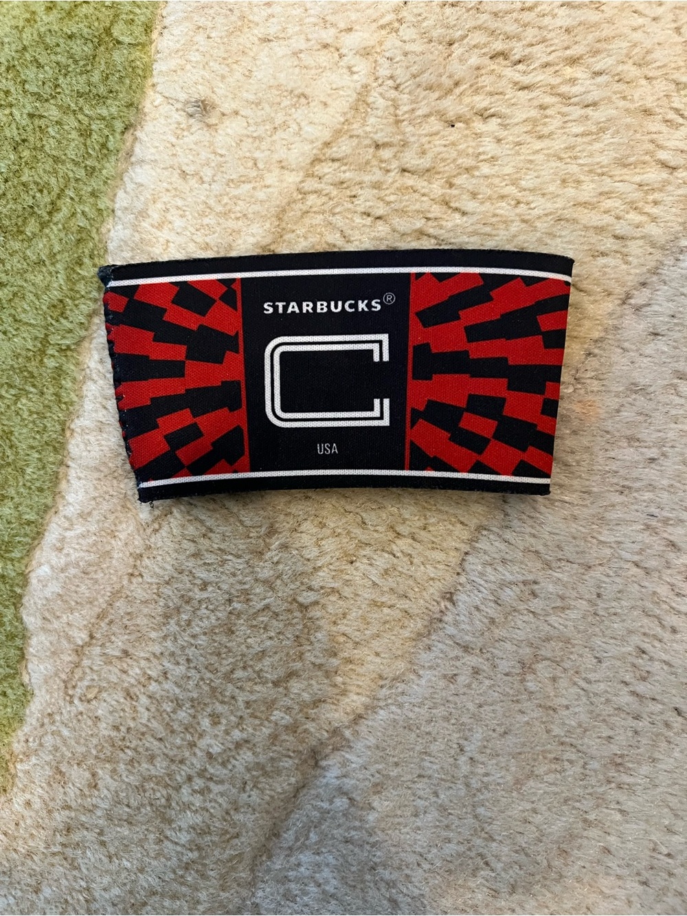 Starbucks Coffee Cup Sleeve Wrap Siren Logo Red Black Pattern USA World Cup